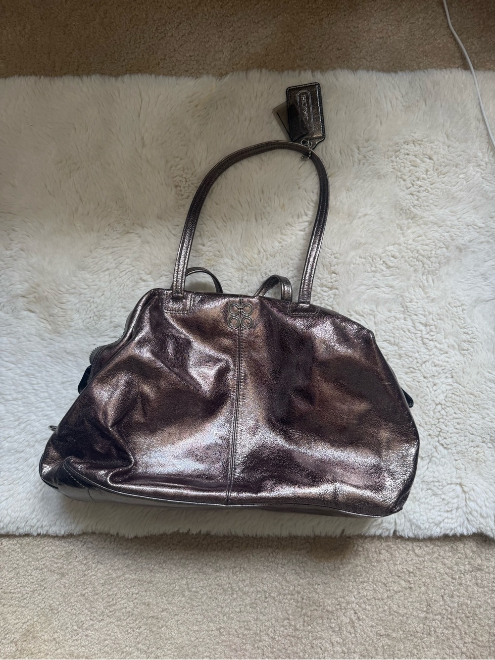 Coach Metallic Bronze Shoulder Tote Bag